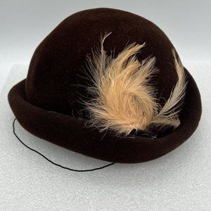 Vintage Merrimac Savoy Velour Marshall Fields Brown Hat Feathers